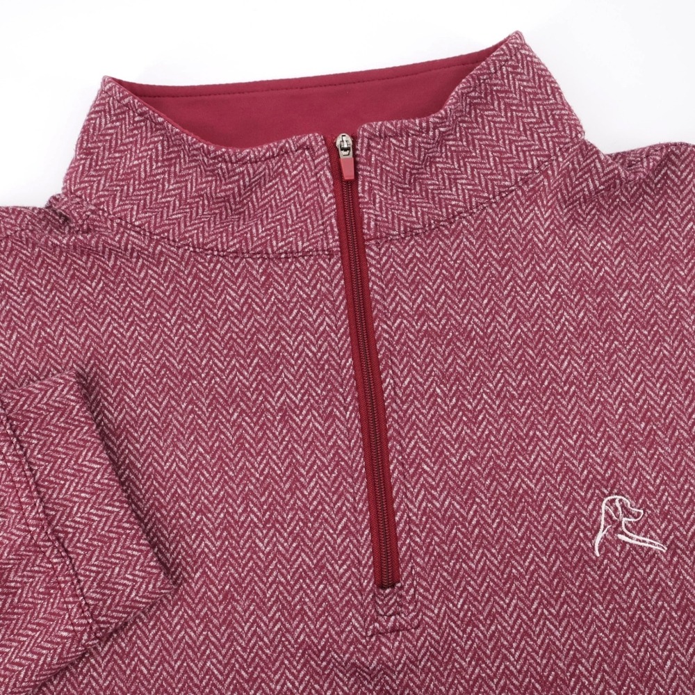 Rhoback Herringbone Quarter Zip Pullover Burgundy Long Sleeve Mens Large